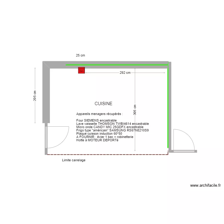 JEREMIE  CUISINE NUE. Plan de 