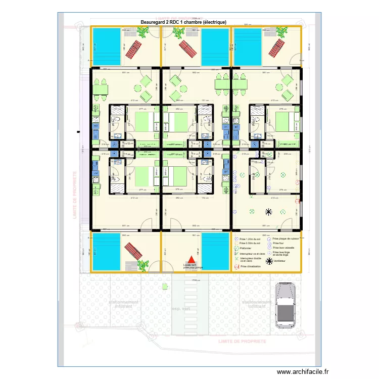 Beauregard plan int&eacute;rieur rez de chauss&eacute; electrique. Plan de 
