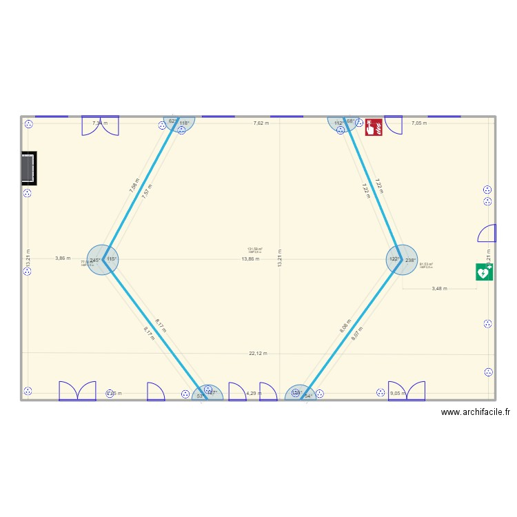 Salle en Etoile ARDRES. Plan de 3 pièces et 291 m2