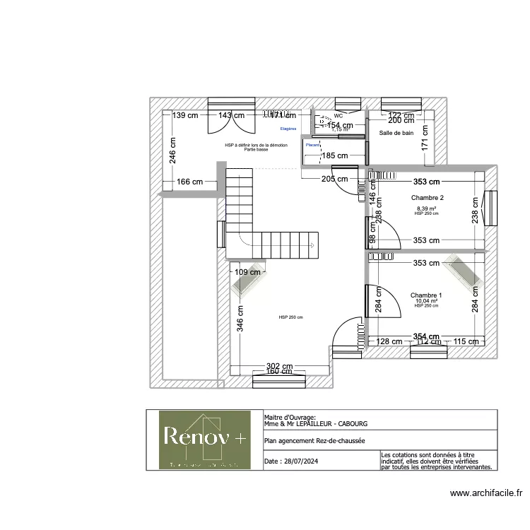 Plan agencement LEPAILLEUR - Cabourg. Plan de 