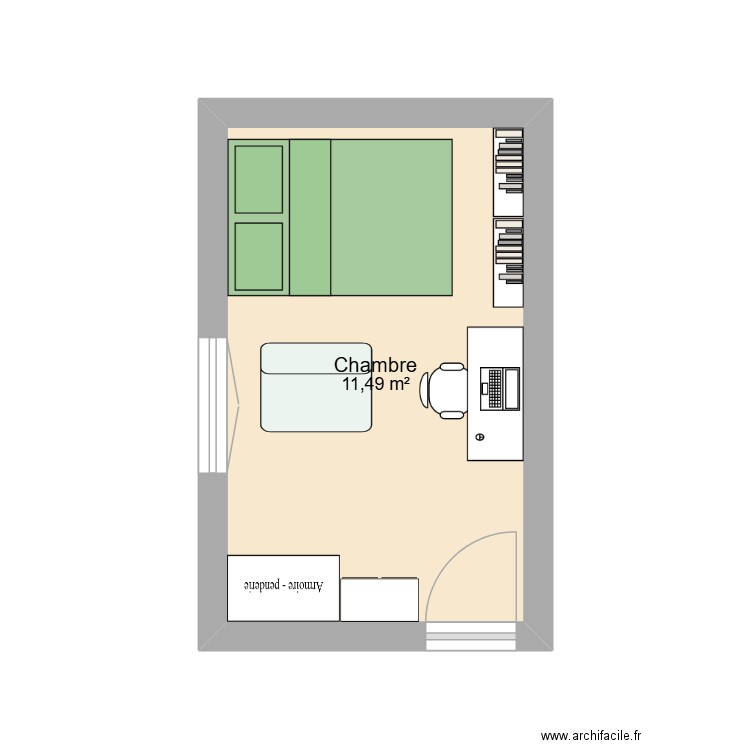 Tim St Hil'. Plan de 1 pièce et 11 m2