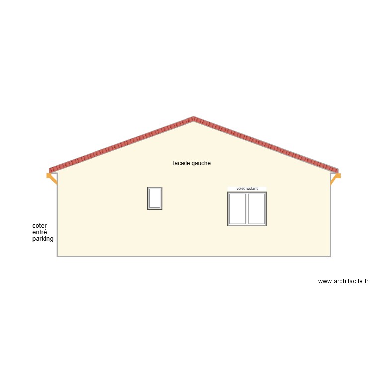 facade gauche. Plan de 1 pièce et 30 m2
