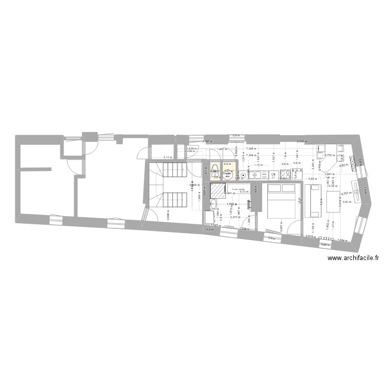 logement 2. Plan de 2 pièces et 2 m2