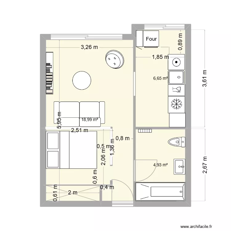 appart_perrine. Plan de 3  et 31 m²