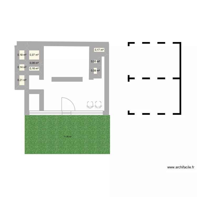institut. Plan de 9  et 1 m²