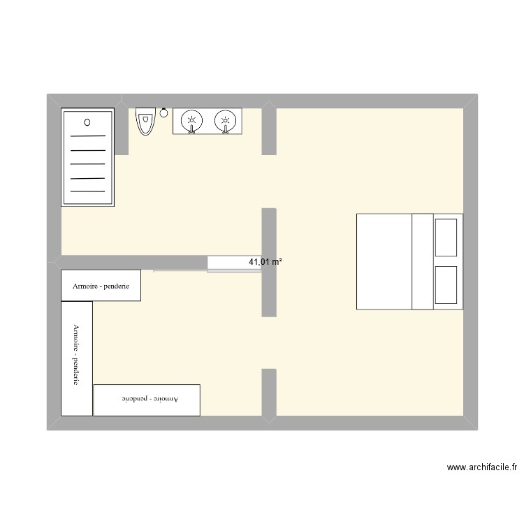 Chambre Doudou. Plan de 1 pièce et 41 m2