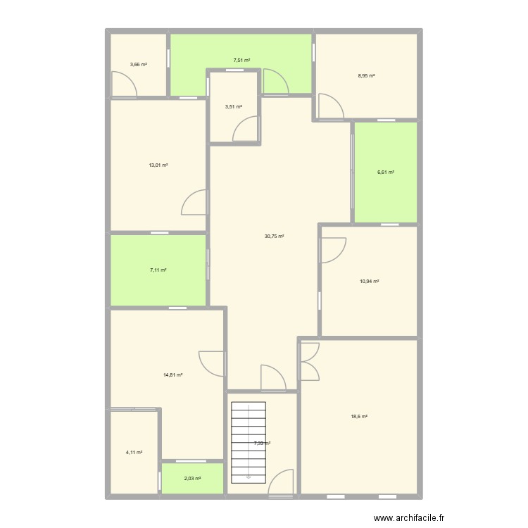 Exemple Lac rose modif. Plan de 14 pièces et 139 m2