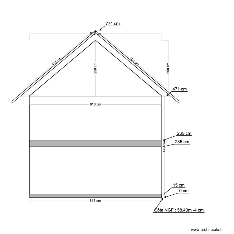 Plan de coupe Nord. Plan de 0 pièce et 0 m2
