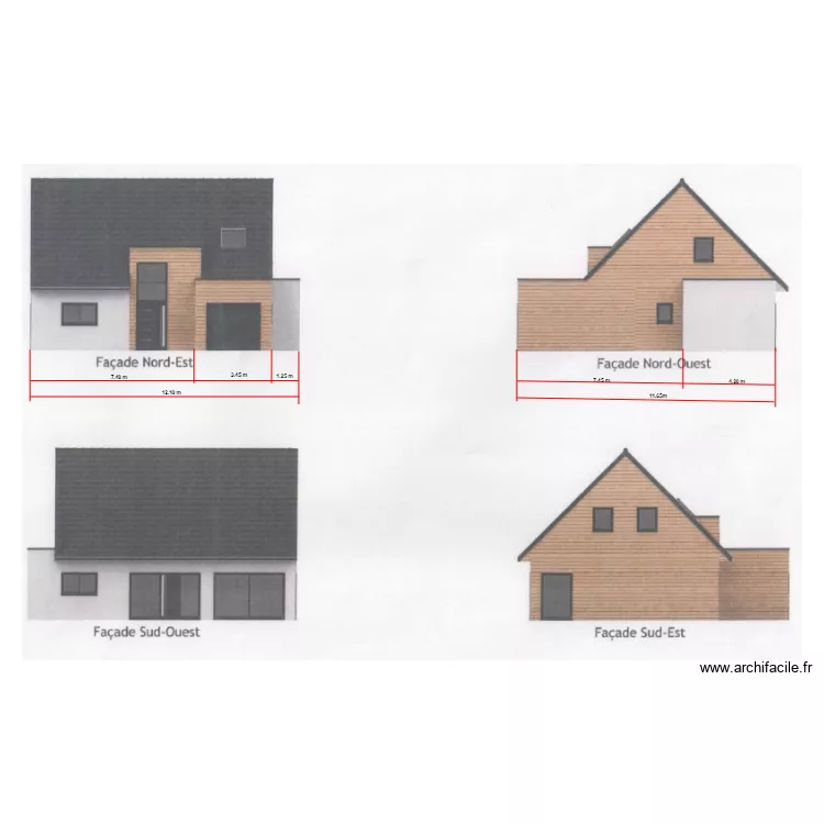 PLAN FACADES PIHAN LES GUINES. Plan de 