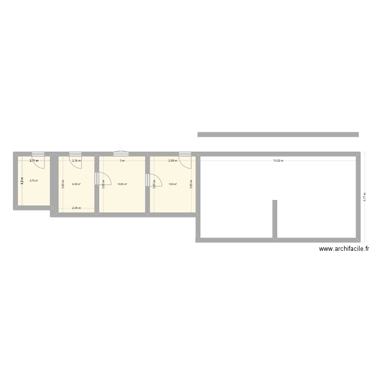 fromagerie. Plan de 4 pièces et 37 m2