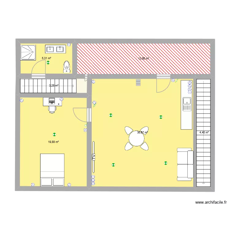 maison du milieu N+1 appartement 6. Plan de 6 pièces et 83 m² maison du milieu N+1 appartement 6. Plan de 6 pièces et 83 m²