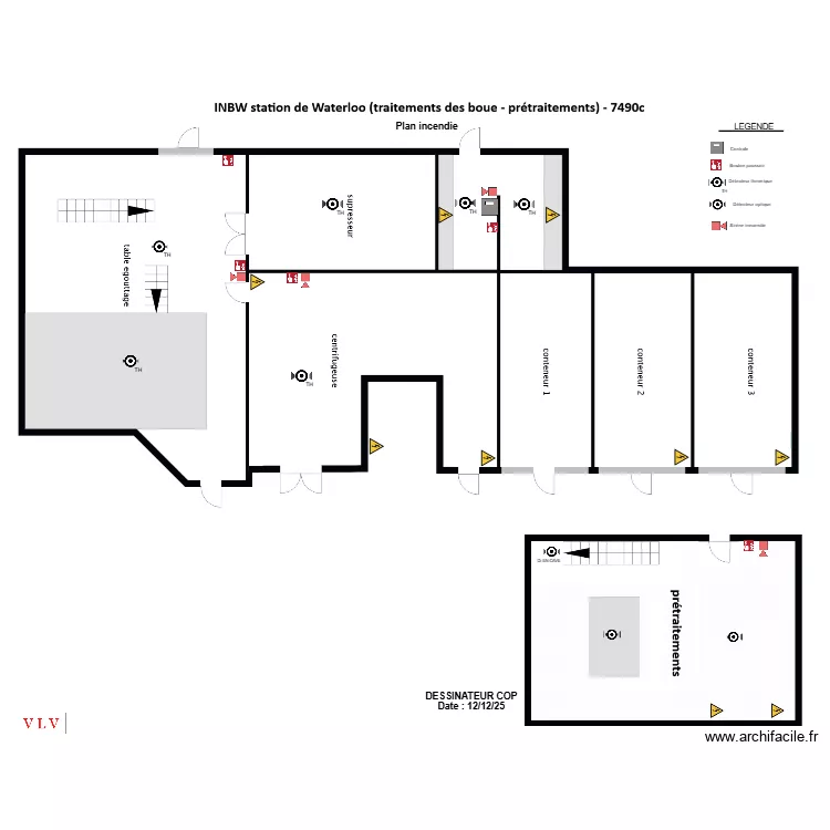 Plan incendie INBW 7490C traitement des boues. Plan de 