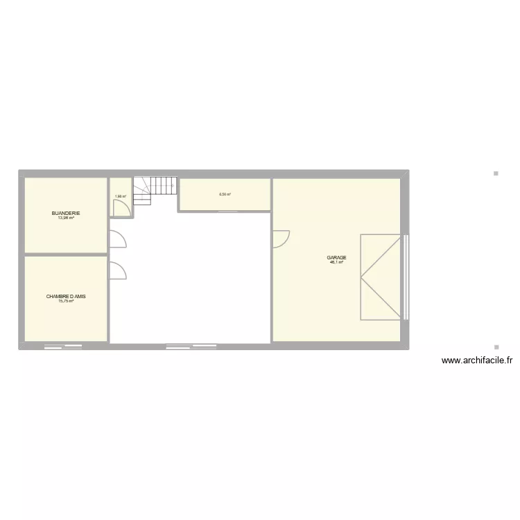 SOUS SOL. Plan de 5  et 84 m²