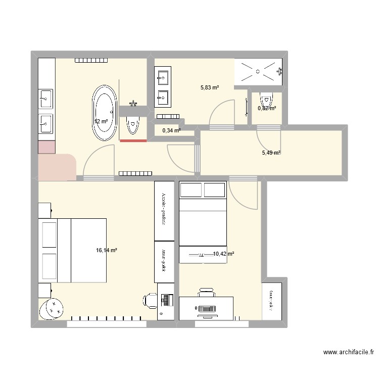 1er étage Parklaan 50 v4. Plan de 7 pièces et 51 m2