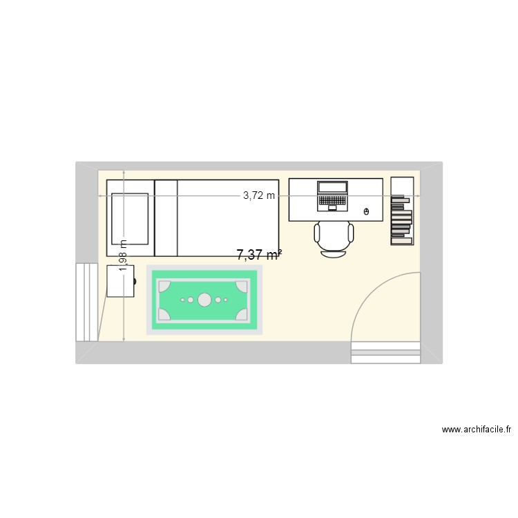 chambre raphael. Plan de 1 pièce et 7 m2