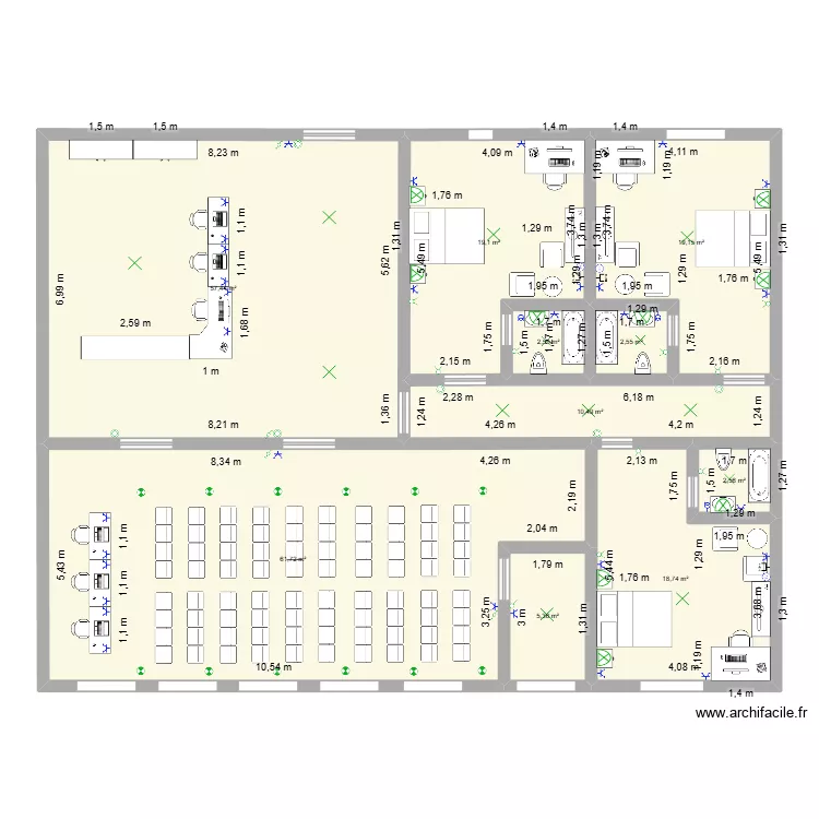 123 sch&eacute;ma Ethan Delarasse. Plan de 10 pièces et 200 m²
