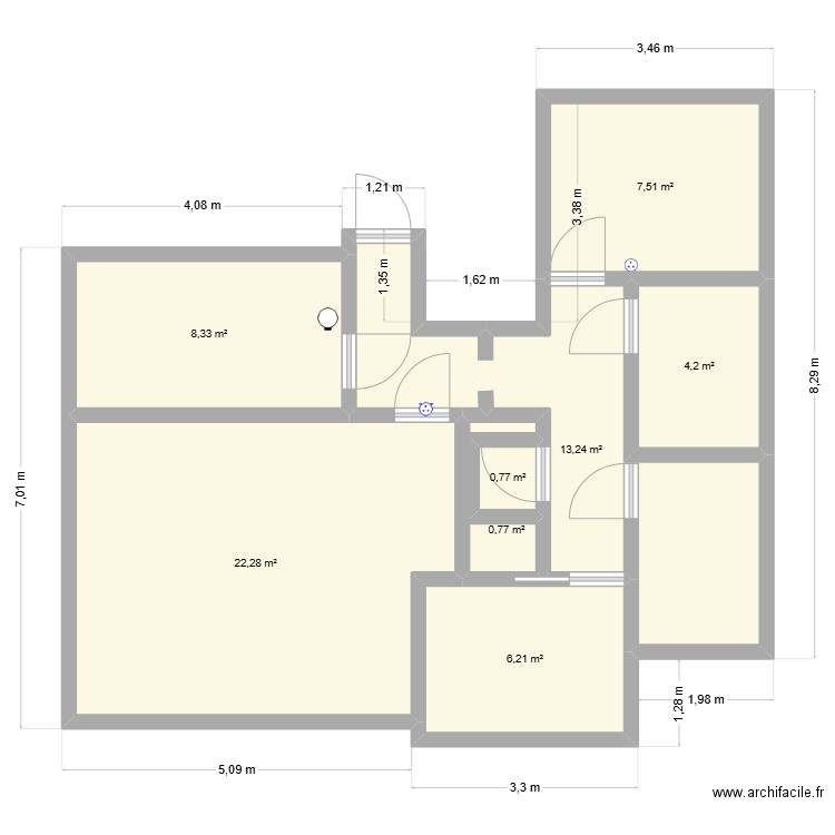 AAYRON. Plan de 8 pièces et 63 m2