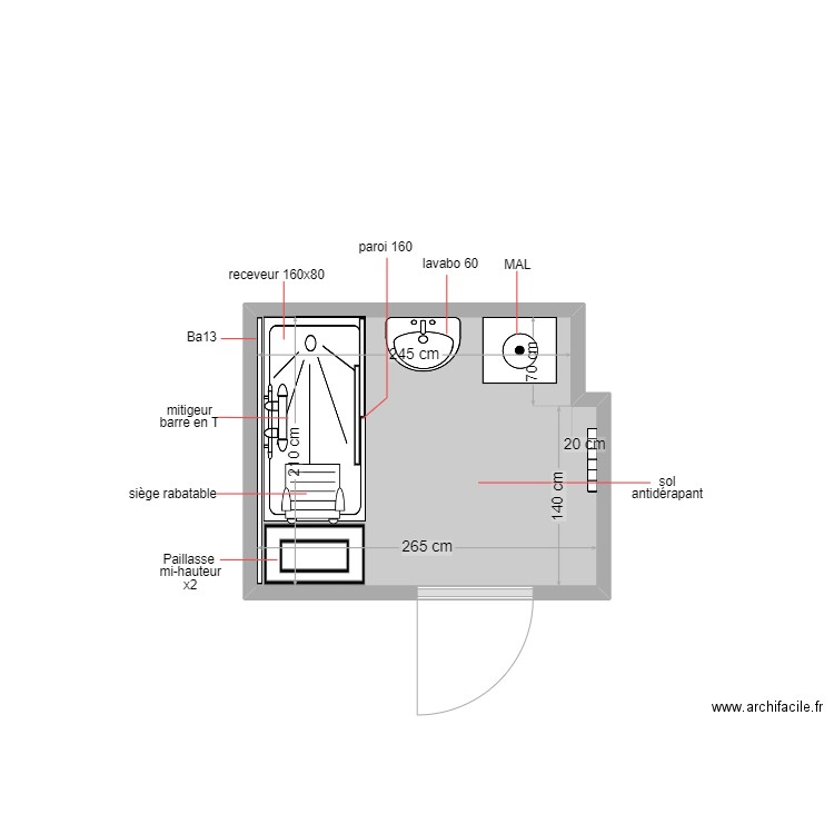 bhlacem . Plan de 1 pièce et 5 m2