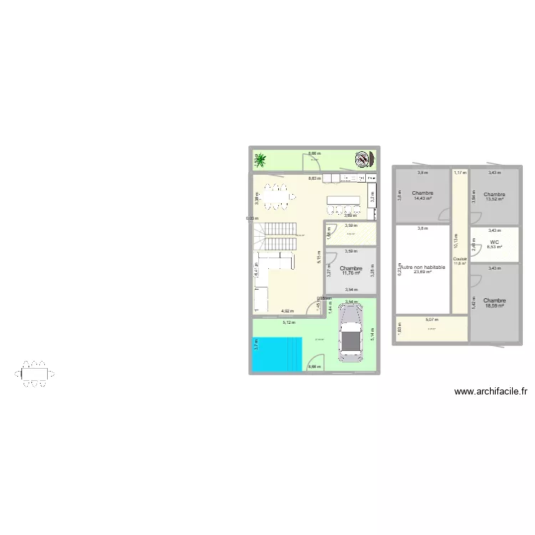 amir v1. Plan de 20  et 344 m²