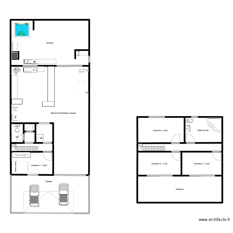 Maison 2. Plan de 12 pièces et 189 m2