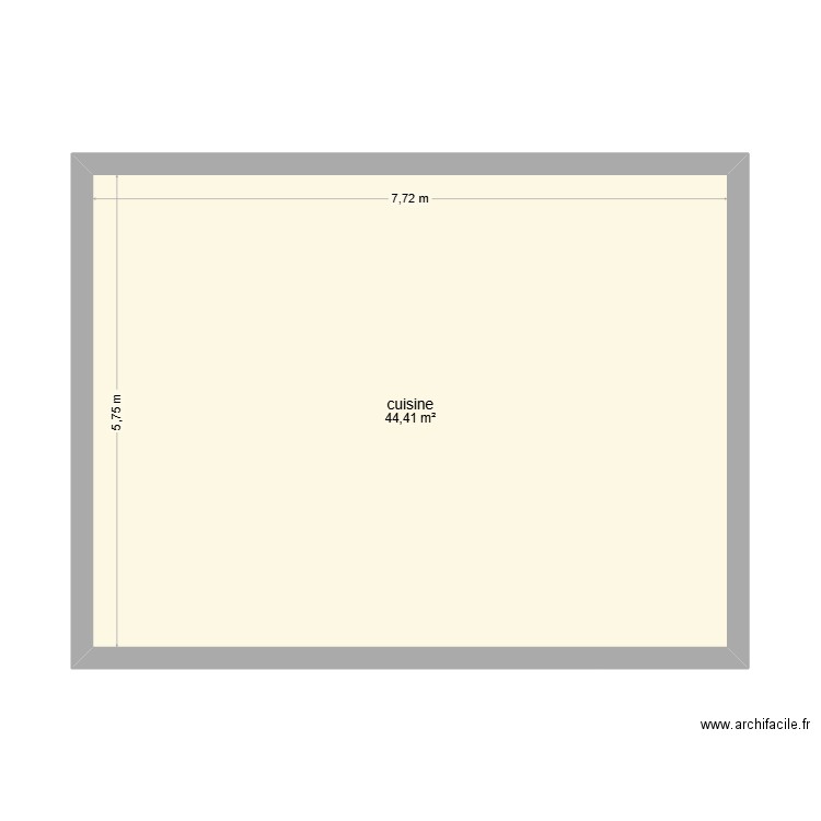 xsxc. Plan de 1 pièce et 44 m2