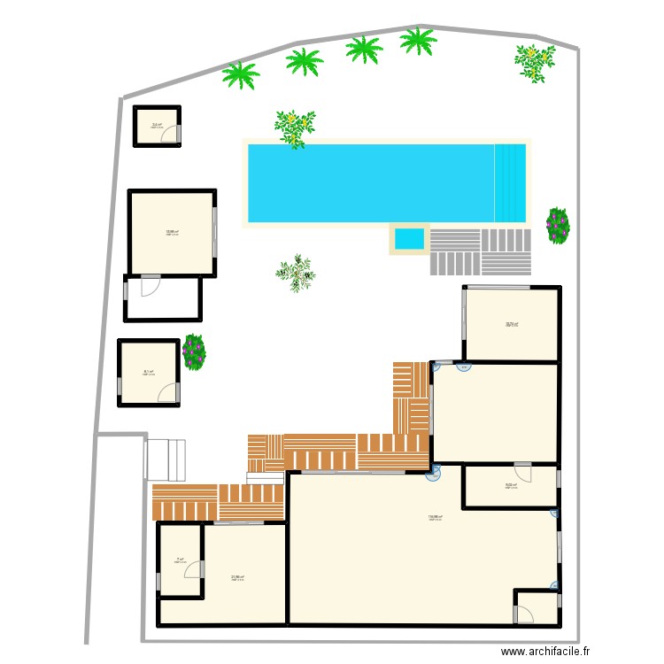 Villa 1 POOL 13.5. Plan de 8 pièces et 198 m2