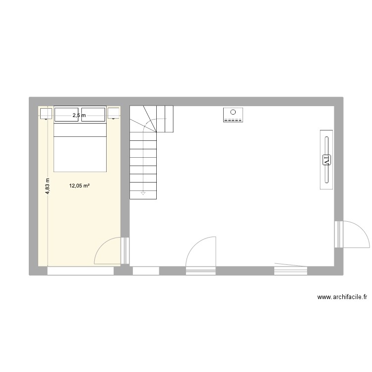 Siaules Aménagement. Plan de 1 pièce et 12 m2
