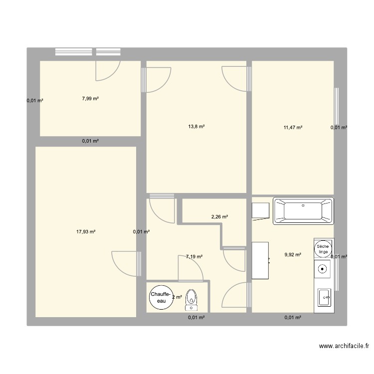 RDC Maison Equipé. Plan de 15 pièces et 73 m2
