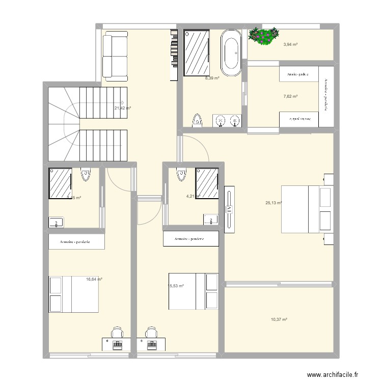 Etage. Plan de 0 pièce et 0 m2