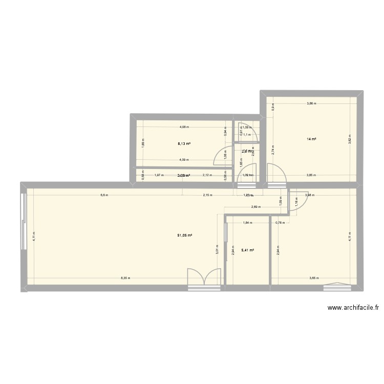 APPART 1. Plan de 6 pièces et 84 m2