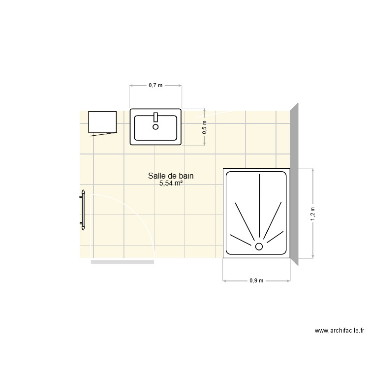 Salle de bain 1. Plan de 1 pièce et 6 m2