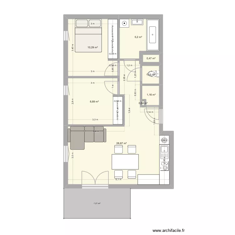 Challes. Plan de 8  et 54 m²