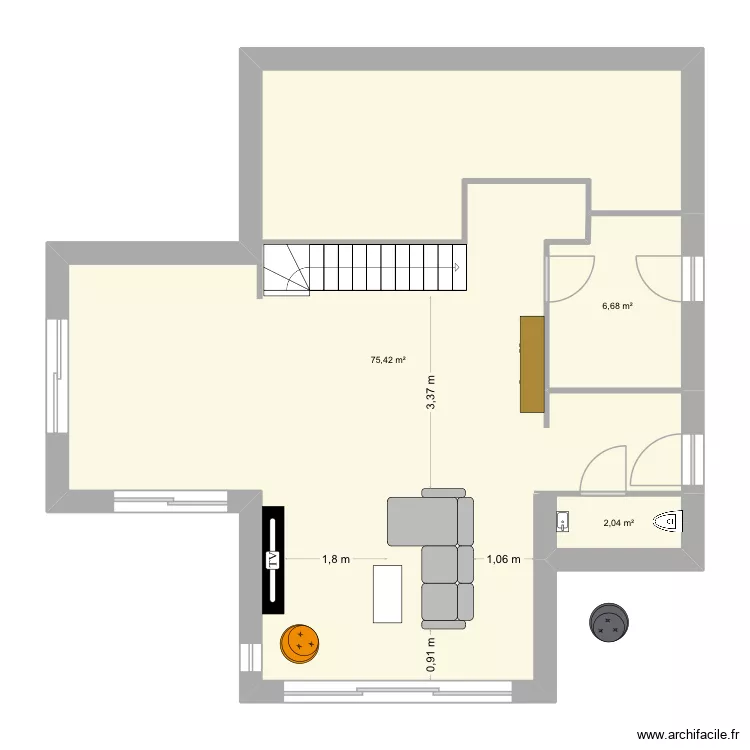 Neffes 1. Plan de 3 Pièces et 84 m² Neffes 1. Plan de 3 Pièces et 84 m²