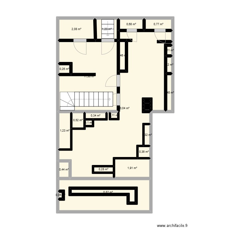 ma boulangerie. Plan de 28 pièces et 52 m2
