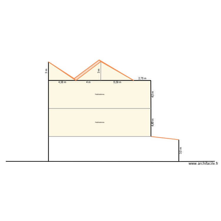 PalavesCoupeCOté. Plan de 8 pièces et 170 m2