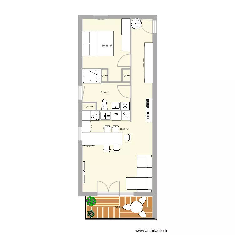 Appart V1. Plan de 7  et 54 m²