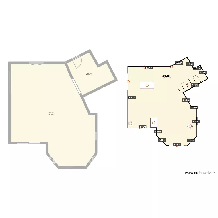 Projet MONTALAND. Plan de 2  et 88 m²