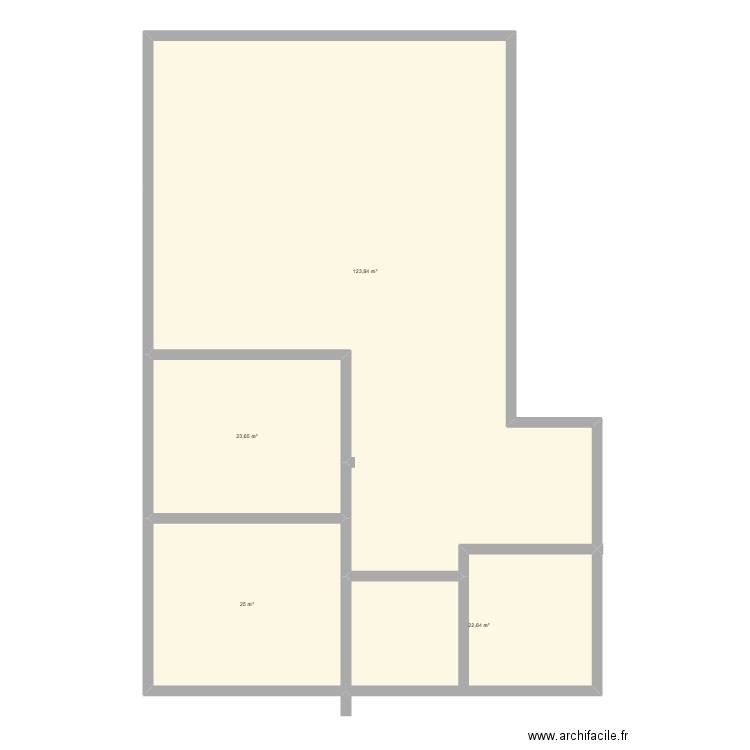 R+1. Plan de 4 pièces et 195 m2