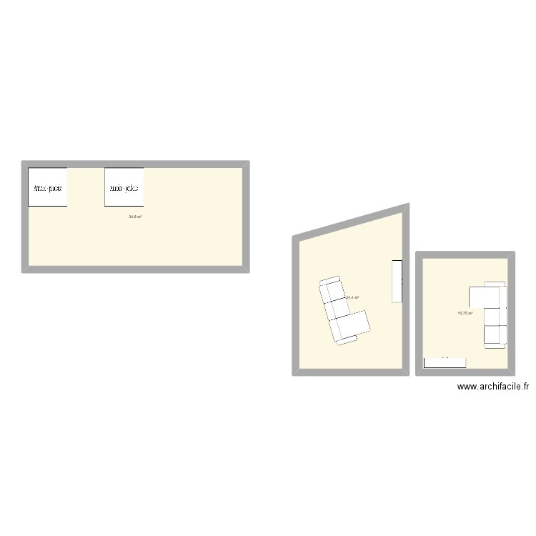 test. Plan de 3 pièces et 75 m2
