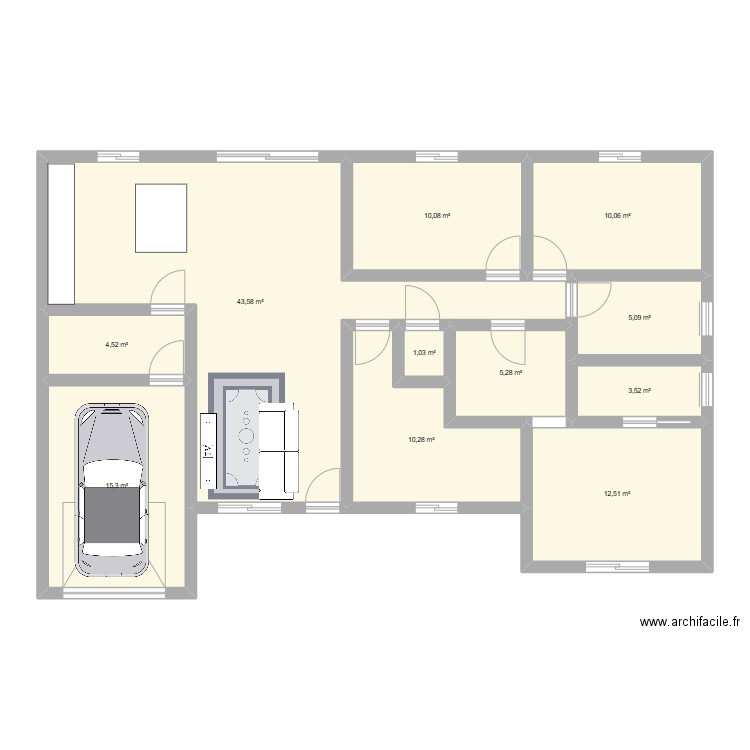 Test 2. Plan de 11 pièces et 121 m2