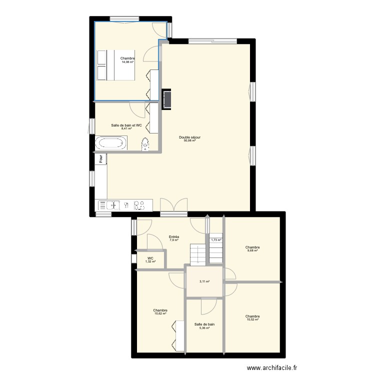 Brame. Plan de 11 pièces et 124 m2
