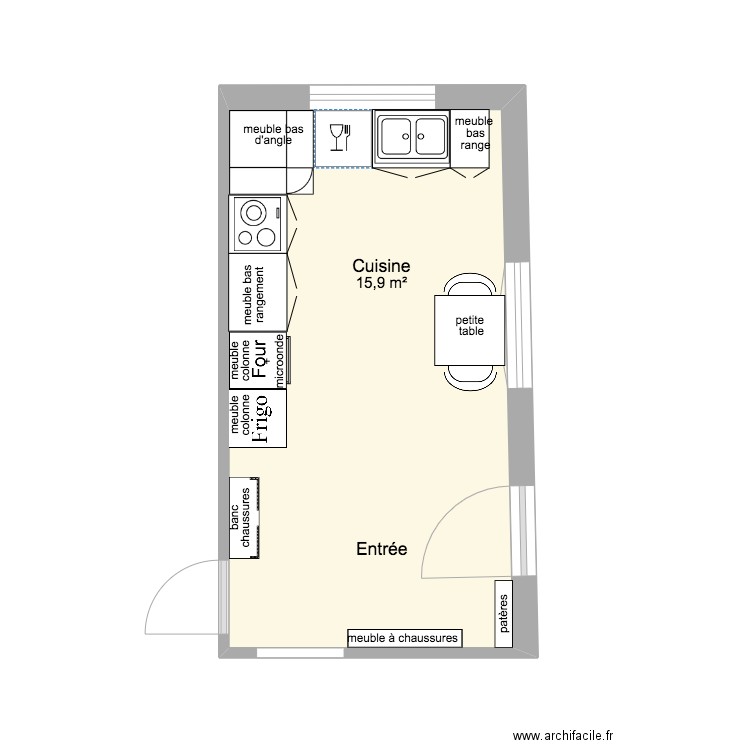 Cuisine Normandie en L. Plan de 0 pièce et 0 m2