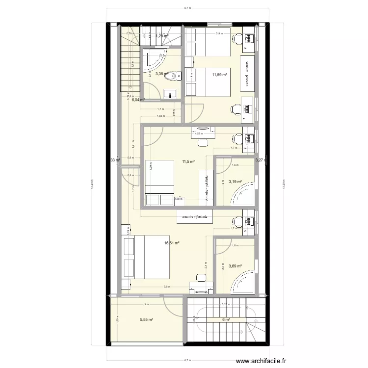LIMETE R+1 V4. Plan de 12 pièces et 75 m²
