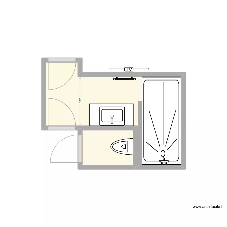SDB Julie et Nico 2 BIS. Plan de 2  et 5 m²