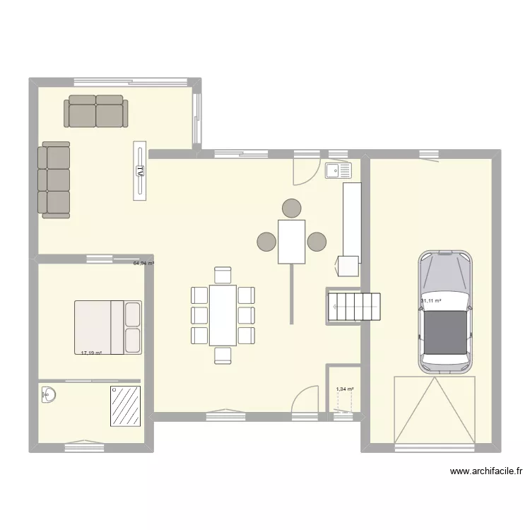 RdC apres projet. Plan de 4 et 115 m² RdC apres projet. Plan de 4 et 115 m²
