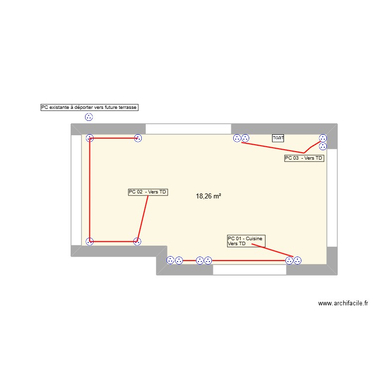 Plan PC - Century 21. Plan de 1 pièce et 18 m2
