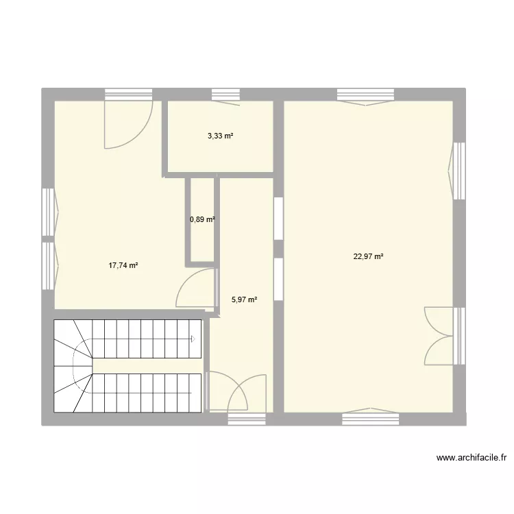 RdC Maison. Plan de 5  et 51 m²