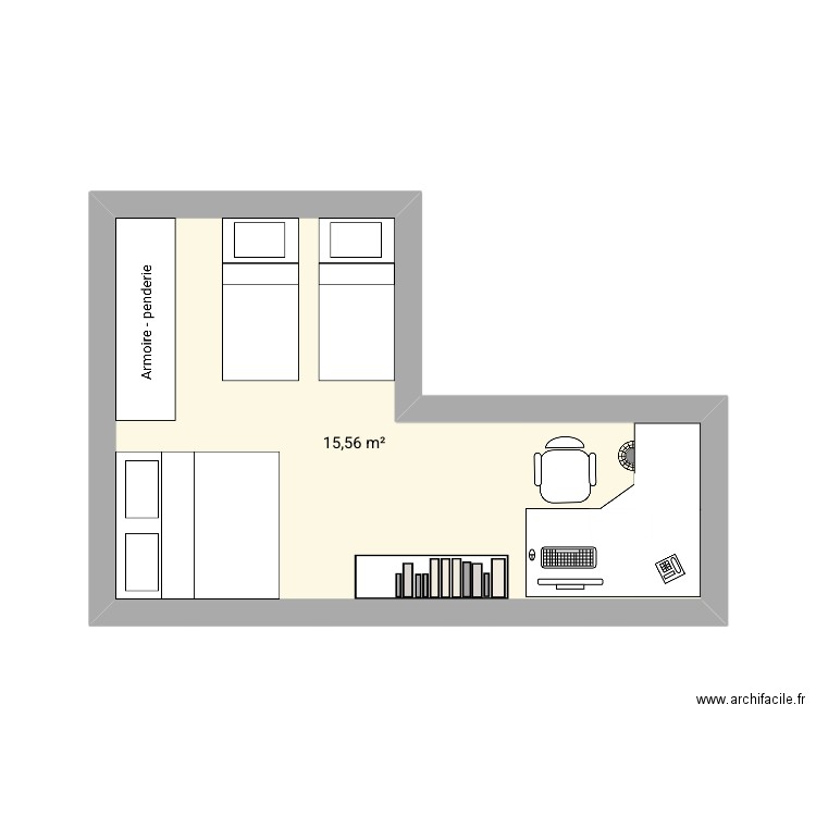 333. Plan de 1 pièce et 16 m2