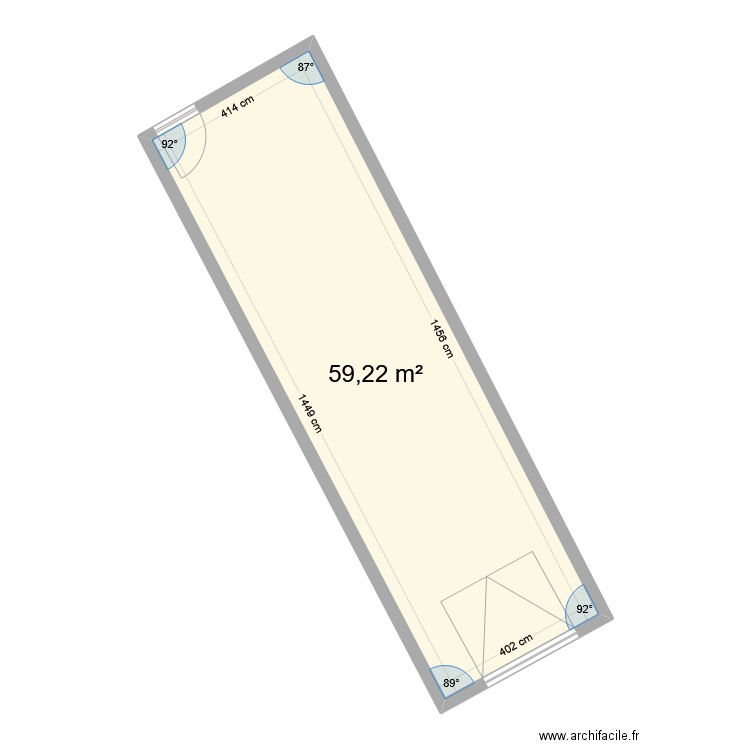 3D trentat. Plan de 1 pièce et 59 m2
