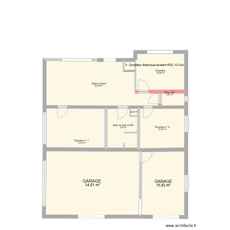 Appartement du RDC origine avec Garage et futur zone modifiée en appartement. Plan de 10 pièces et 118 m2